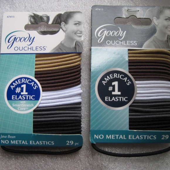 29 Goody Ouchless Java Bean Thin Skinny No Metal Elastic Hair Bands Ponytailers - Picture 4 of 6